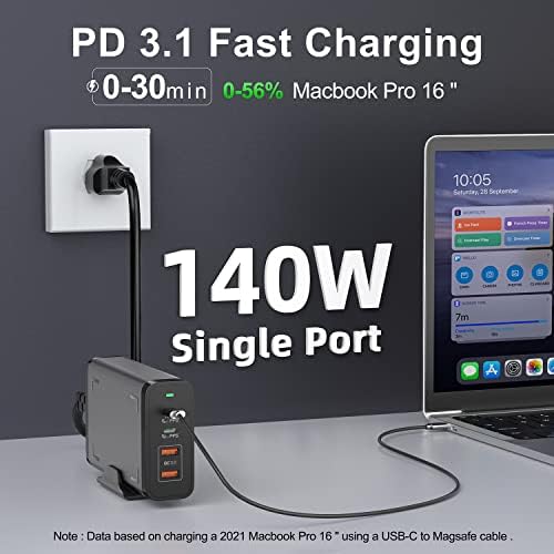 Feeyoo 245W USB C Charger, 4 Ports Gan Desktop Station za punjenje PD 3.1 PPS 140 WATT FAST CHARger kompatibilan s MacBook Pro 16 ,