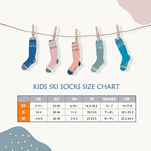 Dječje skijaške čarape od 2 para čarapa za Bordanje za dječake i djevojčice, dizajn potkoljenice s neklizajućom manžetnom