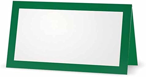 Karte zelenih mjesta - ravni ili šator - 10 ili 50 pakiranja - bijela prazna prednja strana s krutom obrubom u boji - Naziv stola za