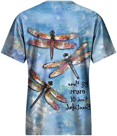 Ljetni vrhovi za žene, majica sa šarenim printom, bluze s okruglim vratom i kratkim rukavima, modne košulje 2023