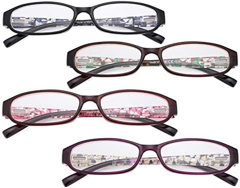 Eyekepper 4 Pack Print naočale za čitanje ženskih - modni mali čitatelji za žene čitanje +0,50