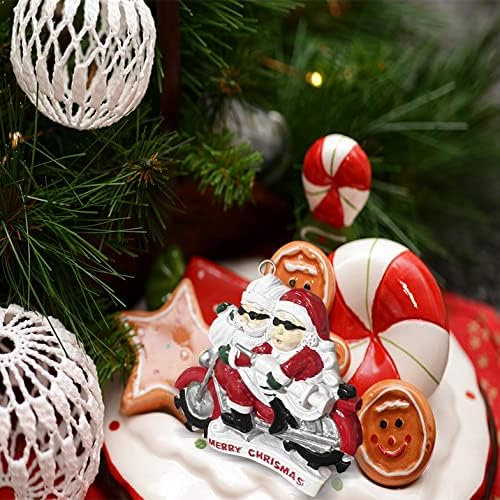 Gotgala 2023 Djed Božićnjak ukrasi, gospodin i gospođa Claus vožnja motociklistička ukrasa za božićne ukrase drveća viseći privjesci