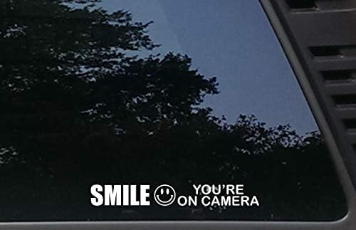 Osmjehne ste na kameru - horizontalno - 8 x 1 izrezani vinil naljepnica/naljepnica za prodavaonice, automobile, kamioni, prozori, čamce,