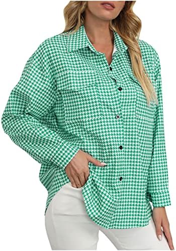Karirane košulje vrhovi za žensku ležernu predimenzioniranu gumb up majicu kaput dečke jakne radne uredske bluze bluze vanjske odjeće