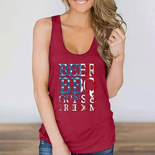 Pivo BBQ Guns & Sloboda majice za žene 4. srpnja vrhovi američke zastave tiskani dan neovisnost Dan patriotske bluze