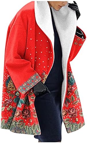 Ženski topli kaput zadebljani retro uzorci za ispis gumba dolje dugi rukavi otvoreni kardigan košulje premaza nadmašuju
