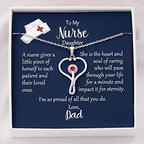 Kartica s porukama - Personalizirani pokloni, medicinska sestra kćeri od tate, Ogrlica medicinske sestre Stethoscope, poklon medicinske