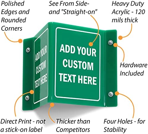 SmartSign Custom Projecting Sign-Dodajte svoj personalizirani tekst, 6 x 5 inča, prilagodljiv dvostrani znak hodnika u obliku slova