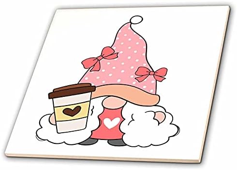 3-inčna patuljasta djevojka, ljubitelj kave, odjevena u ružičasto, 3-inčna pločica