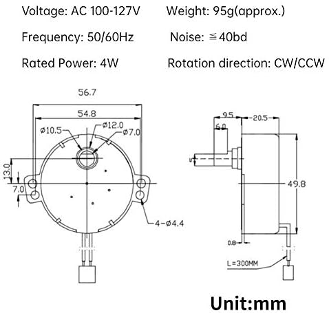 Sinkroni sinkroni sinkron motor 50/60Hz AC 100 ~ 127V CCW/CW 4W