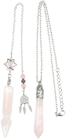 Vocoste Pink Faux Natural Crystals Stones Kit, za ljubitelje joge, kolekcionare, klatno, ogrlicu