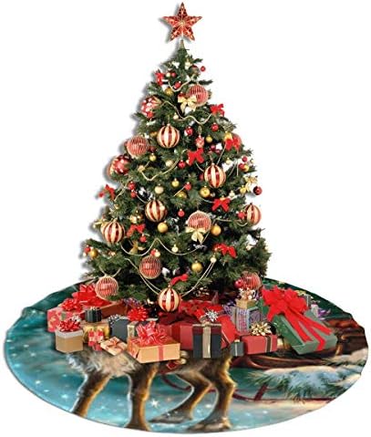 LVESHOP snijeg u božićnom jelenu suknja božićno drvce luksuzno okrugli zatvoreni vanjski prostirki rustikalni Xmas Tree Odmor （30 /36