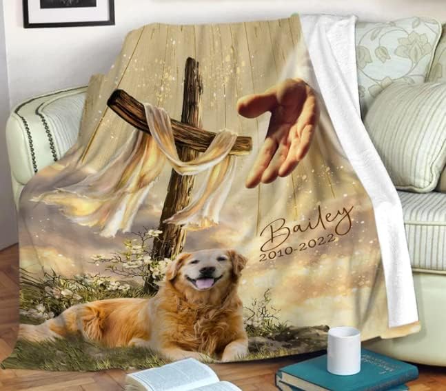 Sportyzen Custom Pho Your Dog Memorial Deck, Isus i pseći pokrivač, poklon za kućne ljubimce, poklon za fotografije kućnih ljubimaca,