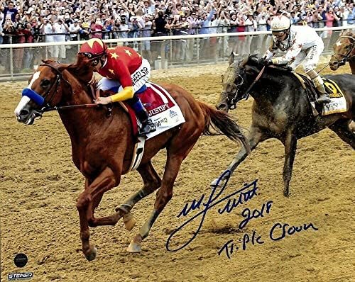 Mike Smith potpisao 8x10 Belmont Stakes Photo 2018 Trostruka kruna upisana Steiner - Autographd MLB fotografije