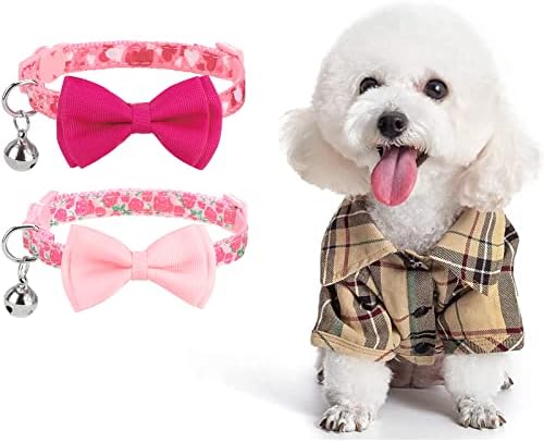 Mala košulja za pse i 2 pakiranja ogrlice - odjeća mačja kostim kostim polo odjeća, proljetni pseći ovratnik s zvonom - podesivi slatki