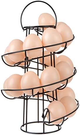 Stalak za odlaganje jaja-samostojeći žičani organizator za pohranu kokošjih jaja držač za prikaz košara za kuhinjsku ploču Crna