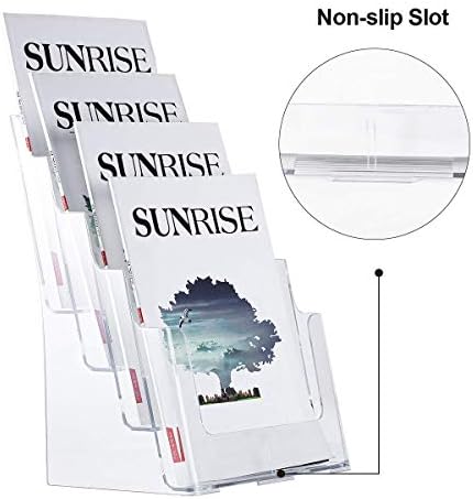 MaxGear akrilna brošura drži se čista literatura Organizator časopisa, 4 sloj pamflet zaslona za zidni nosač ili countertop