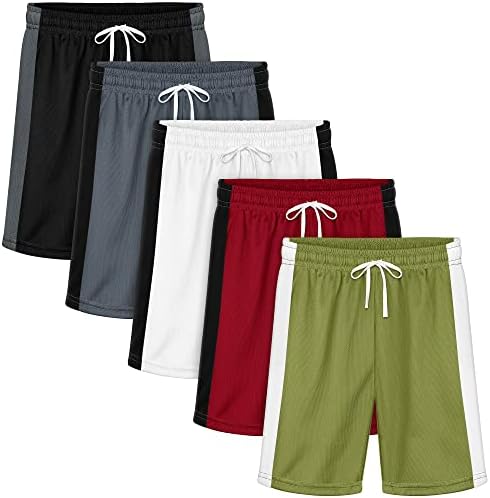 Resinta 5 Pack Boys 'Mesh Athletic Shorts Boys koji trče kratke hlače brze suhe sportove teretane košarkaške kratke hlače