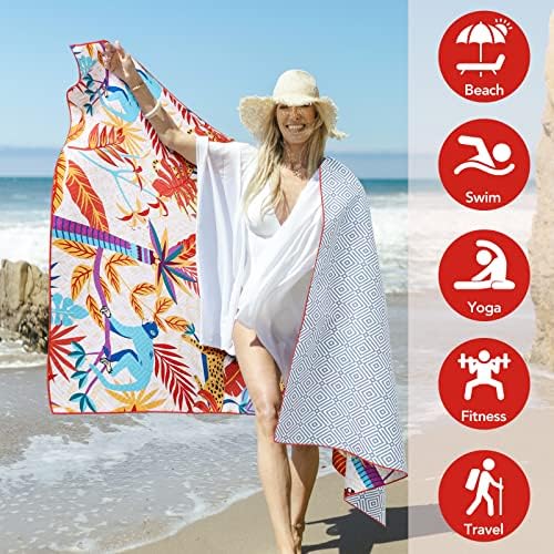 2 pakiranje ručnika za plažu s mikrofiberom, predimenzionirani ručnik za bazen od mikrovlakana 75 ”x 35”, ručnik za plažu bez pijeska,