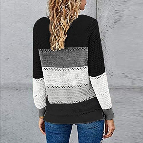 Džemperi muduh za žene obrezane posade vrat tanki izrezani dizajn modni trend spajanja u boji blokiranje pulover pulover