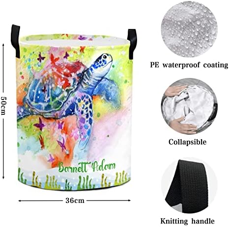 Personalizirana košara za rublje akvarelna košara za rublje s ručkama podvodne morske kornjače sklopiva vodootporna košara za odjeću