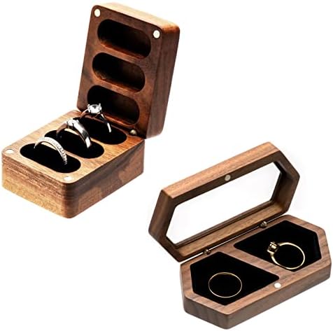 Cosisio 2 pakiranje drvene kutije za prsten za ceremoniju vjenčanja