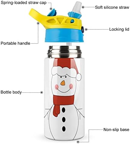 Izolirana boca s snjegovićnim šalicama snijega 500 ml od nehrđajućeg čelika sa slamom i poklopcem za putovanje u školi