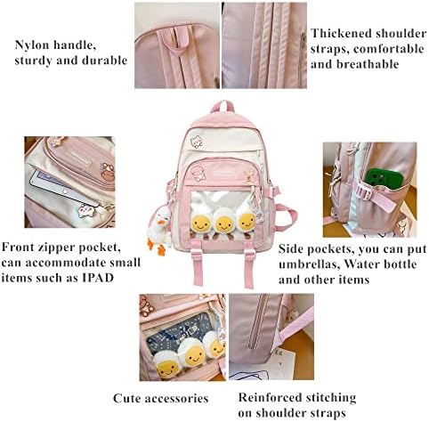 Kavajski ruksak za djevojčice s pribadačama i dodacima Slatki dječji estetski ruksak Tinejdžerske torbe za knjige ležerna školska torba