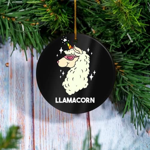 Prilagođeni božićni ukras - Ukras za alpaka Llama Unicorn - Keramički ukras, prilagođeni ukras, ideja, prvi božićni ukras, poklon za