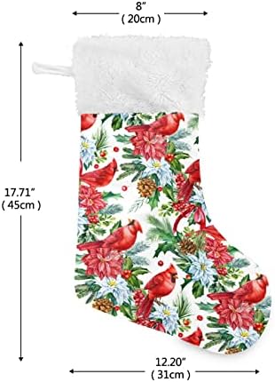 Alaza božićne čarape crvene ptice božićna poinsettia cvijeće klasična personalizirana velika čarapa ukrasa za obiteljsku prazničnu