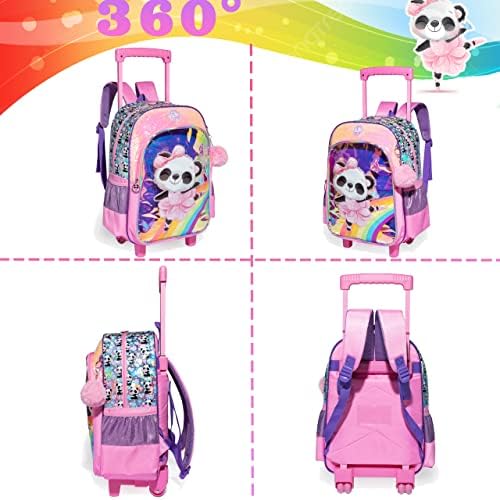 2 3pcs panda rolo ruksak za djevojčice putna torba na kotačima dječja školska torba ruksak za prtljagu na kotačima