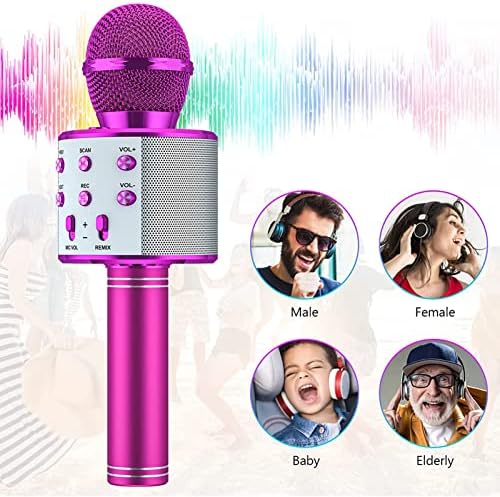 FDY Bluetooth Karaoke Mikrofon za odrasle osobe, bežični Bluetooth mikrofon za pjevanje s glasom koji mijenja rekorder zvučnika karaoke
