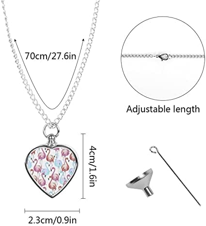 Ogrlica s akvarelom Flamingo urna za pepeo personalizirana ogrlica od srca, nakit za kremiranje kućnih ljubimaca, spomen privjesak