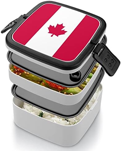 Kanadska zastava dvoslojni bento kutija spremnika za obrok s ručicom prijenosnim za uredski rad
