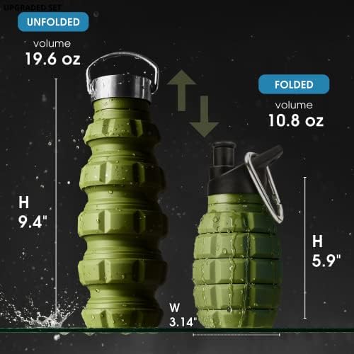 Yaro trgovanje silikonom koji se može srušiti boce za vodu vojska zelena i camo zelena