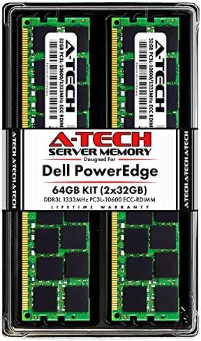 A-TECH 128GB RAM-a za Dell PowerEdge R320, R420, R420XR, R520, R620, R720, R720XD, R820, R920 | DDR3 1333MHz ECC-RDIMM PC3L-10600 4RX4