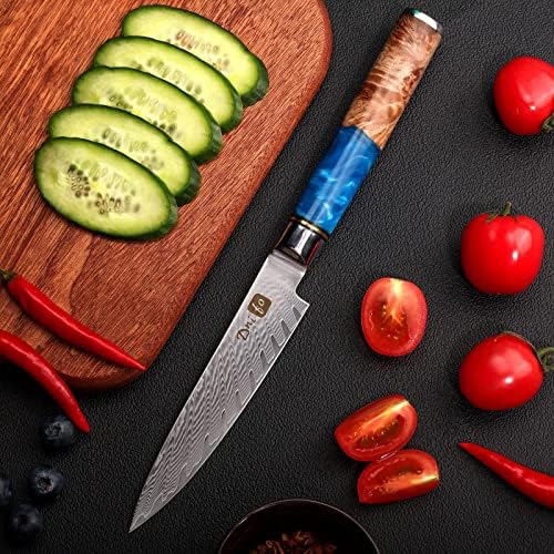 DNIFO KUHINTNI KUĆI KNJIGI 5 inča, Damask čelični kuhinjski noževi -Super Oštri Ultimate svenamjenski nož za rezanje, mljevenje, sjeckanje-Nepad