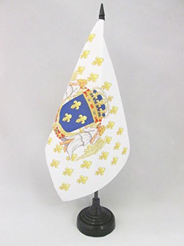 AZ zastave Kingdom of France Angels Tablica zastava 5 '' X 8 '' - French Royal Desk zastava 21 x 14 cm - Crni plastični štap i baza