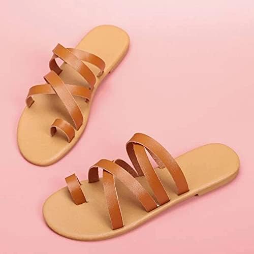 Papuče za žene zatvorene vanjske ravne otvorene nožne prste na ljeto otvorene prozračne plaže plaža jakane sandale tenisice Slatke