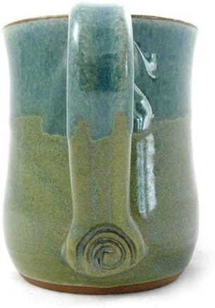 Šalica za čaj od 16 oz., ručno izrađena Porculanska pločica sa stalkom za vrećice čaja, plava/ zelena