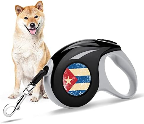 Retro Kuba zastava uvlači se pseće povodce za kućne ljubimce hodajući s ručicom zaključavanje gumba i otpuštanje za mali/srednji pas
