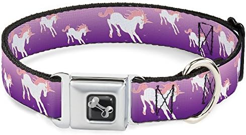 Ovratnik za pseće otvor za sigurnosni pojas - Unicorn iskriva ljubičasta/ružičasta - 1,5 široka - odgovara vratu od 16-23 - srednje