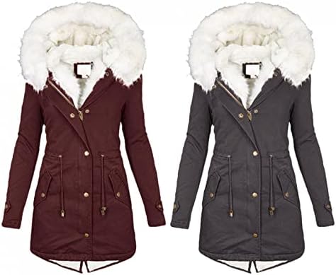 Masbird Womens Zimski kaputi, ženski kaputi topli kapuljača Outerska odjeća gusta podstavljena jakna labava kaputa s kapuljačom s kapuljačom