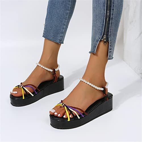 Gufesf Udobne sandale za žene, žene povremene sandale sa zatvorenim nožnim prstima Summer Out Out Vintage klinaste sandale cipele