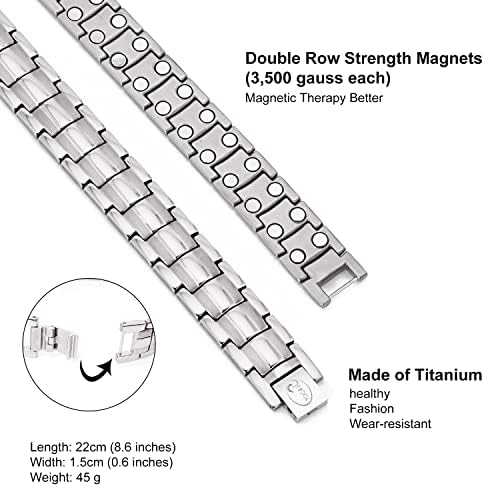 Jeroot Titanium Magnetska limfna odvodnjana prstena i narukvica za muškarce, magnetsku terapiju i narukvica za artritis za ublažavanje