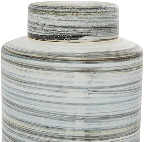 Deco 79 Dekorativne staklenke keramičkog cilindra, set od 2 13 , 10 H, siva
