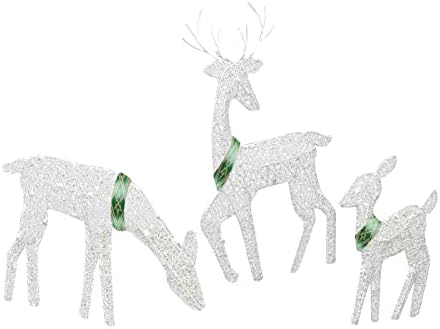 NPKGVIA SET od 3 bijele LED doe lagani božićni ukras na otvorenom na otvorenom božićni zimski ukras za prednja dvorišta za dječake