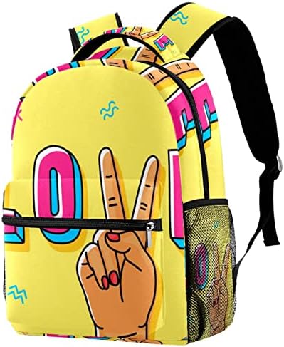 Ruksak, studentske torbe za ramena, putna torba, Školski ruksaci za fakultet, svakodnevni ruksak za žene, muškarce, mir, ljubav, žuto