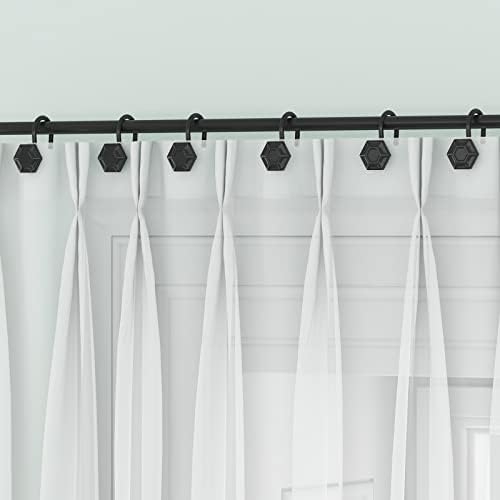 Gillas Dekorativne kuke za tuširanje, set od 12 prstenova za tuširanje zavjesa za kupatilo za hesagon otporan na hrđu, crno