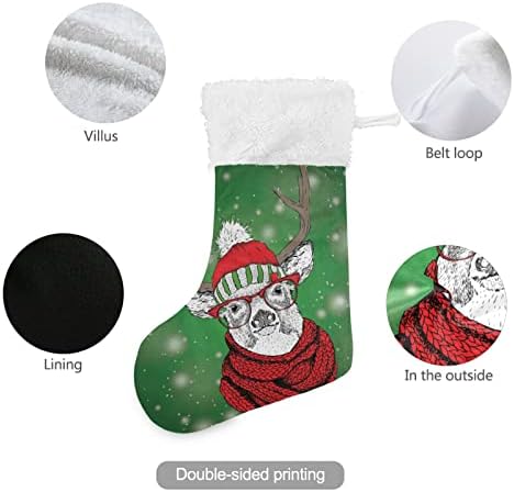 Alaza božićne čarape Božićni jelen U zimskim šeširima klasični Personalizirani veliki ukrasi za čarape za obiteljski praznični dekor